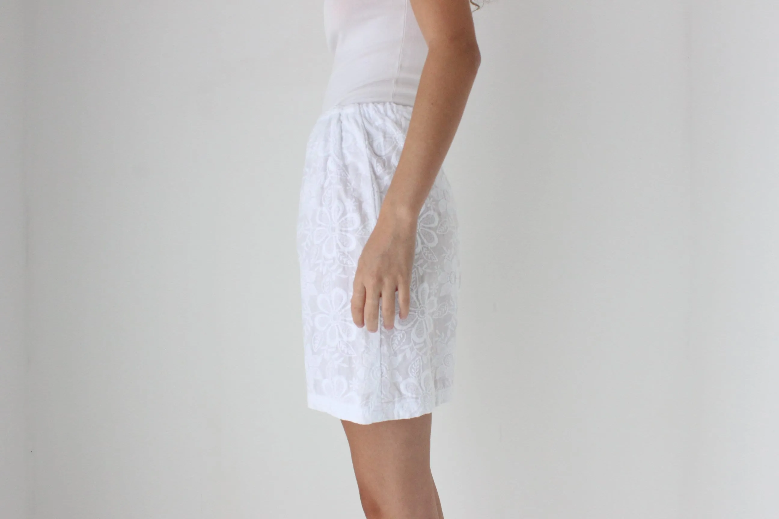 80s Handmade Flower Textured Shorts