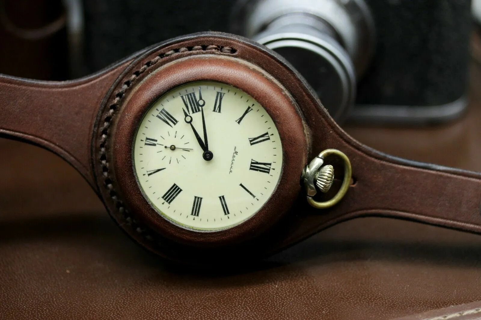 Antique WWI times New Leather STRAP (WRISTBAND) For Pocket Watch 55-58mm
