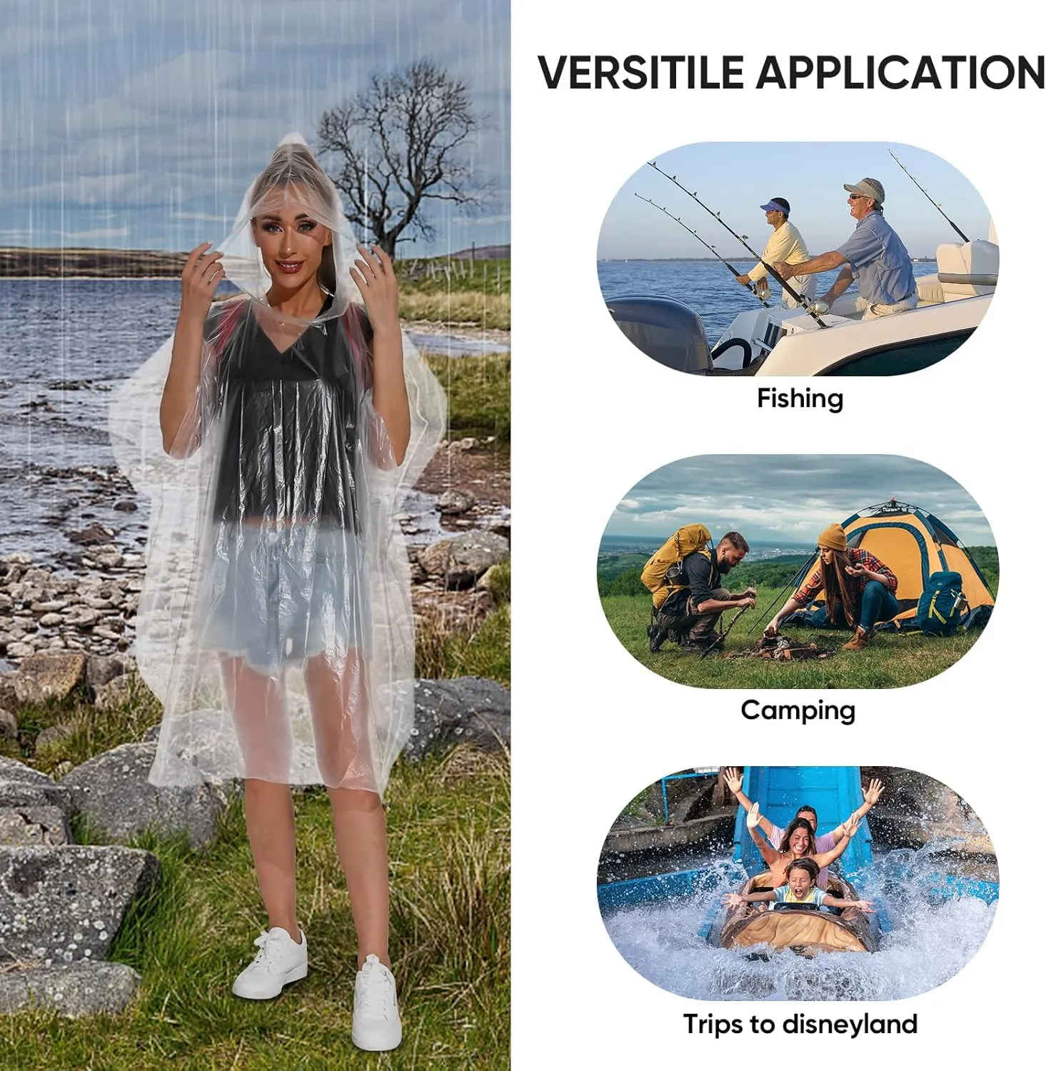 APEXUP Disposable Rain Ponchos for Adults, Emergency Rain Poncho for Camping Hiking Travelling