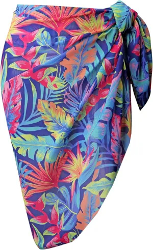 Ayliss Womens Swimwear Chiffon Cover up Solid Color Printed Beach Sarong Swimsuit Wrap Skirt Bathing Bikini Resort Wear