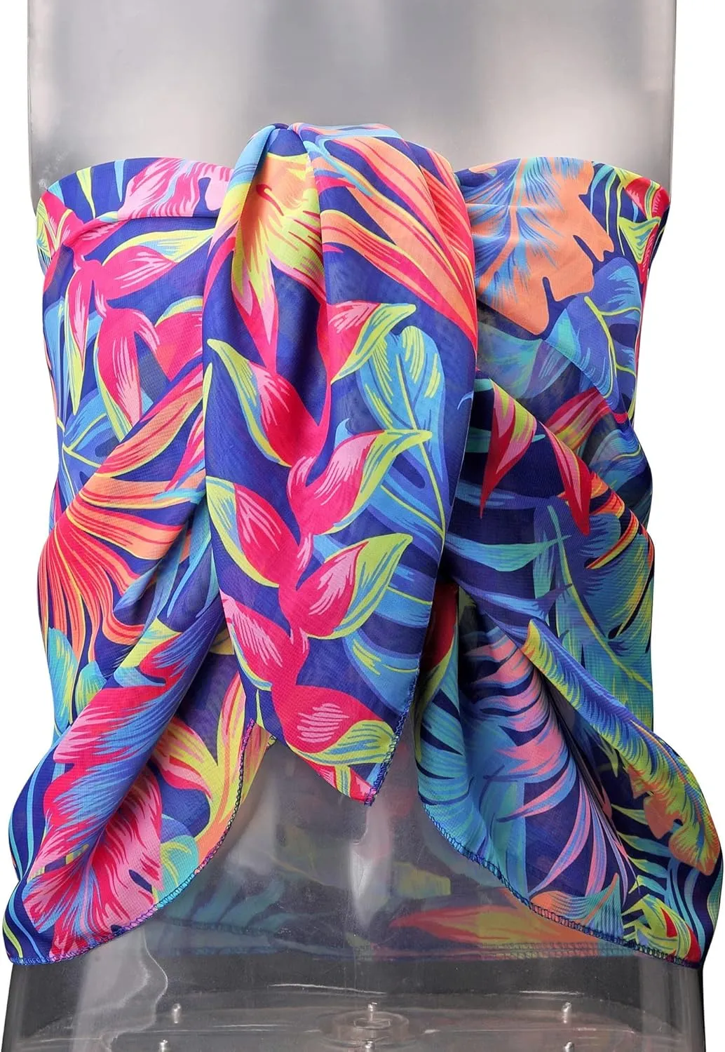 Ayliss Womens Swimwear Chiffon Cover up Solid Color Printed Beach Sarong Swimsuit Wrap Skirt Bathing Bikini Resort Wear