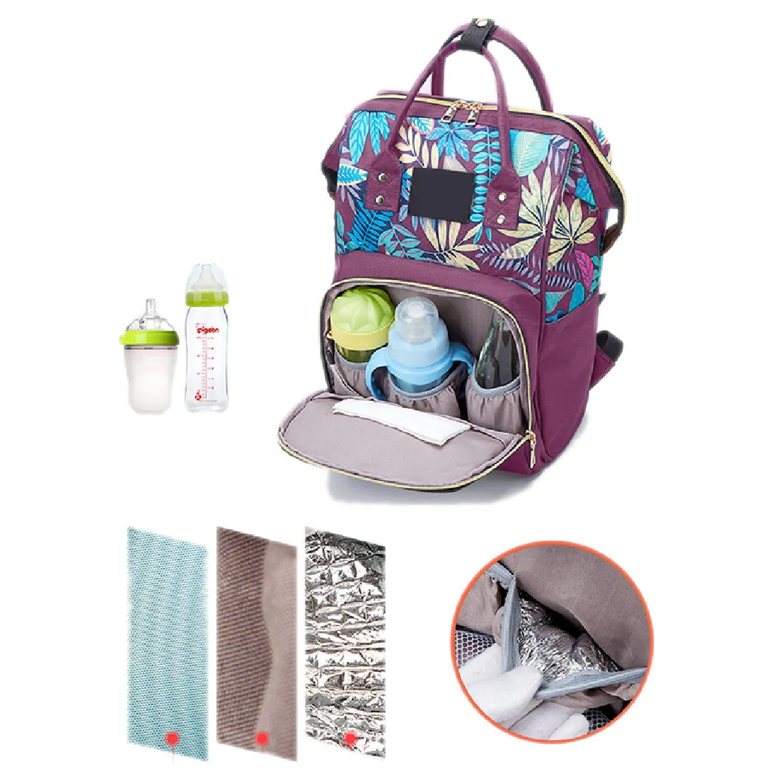 Babymoon Mother Diaper Bag Lightweight Multifunctional Travel Unisex Diaper Backpack - Purple