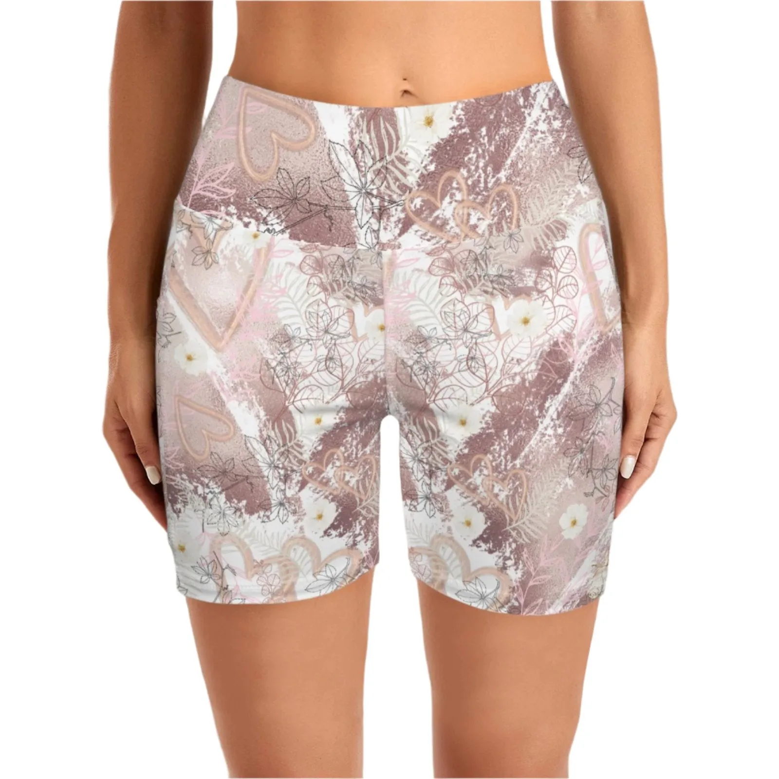 Bronze Love Yoga Shorts with Pockets up to 5 XL (FWS)