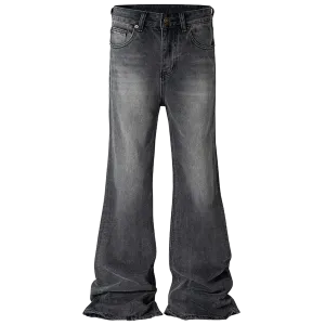 'Charcoal' Flare Leg Distressed Black Denim Jeans
