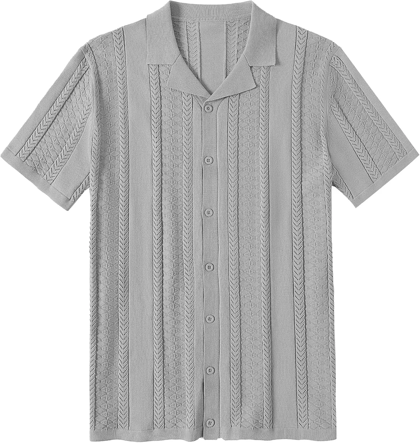 COOFANDY Men's Knit Shirts Vintage Short Sleeve Button Down Shirt Casual Summer Beach Shirt
