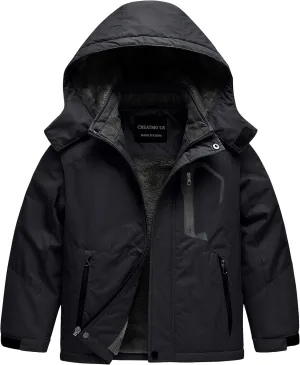 CREATMO US Boy's Waterproof Ski Jacket Warm Winter Snow Coat Windproof Snowboarding Rain Jacket