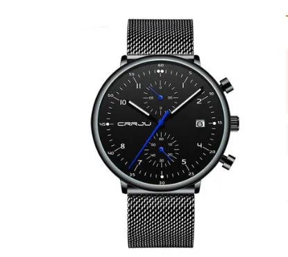 CRRJU Luxury Stainless Steel Quartz calendar watch for men 2278