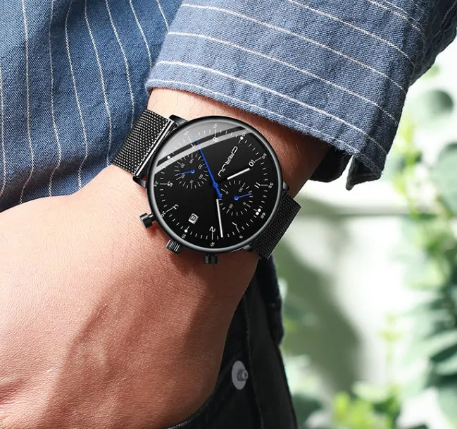 CRRJU Luxury Stainless Steel Quartz calendar watch for men 2278
