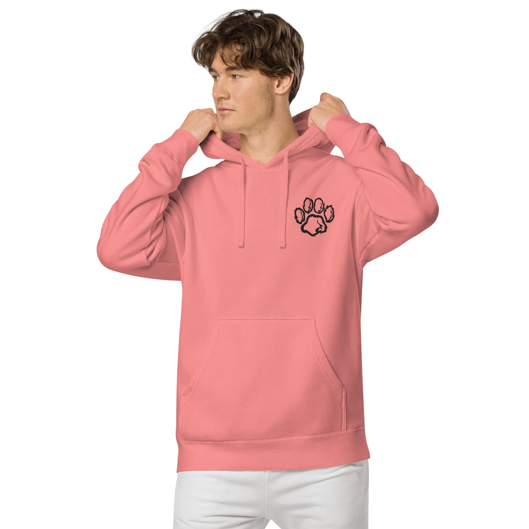 Embroidered Pet Paw Design Unisex Pigment-Dyed Hoodie