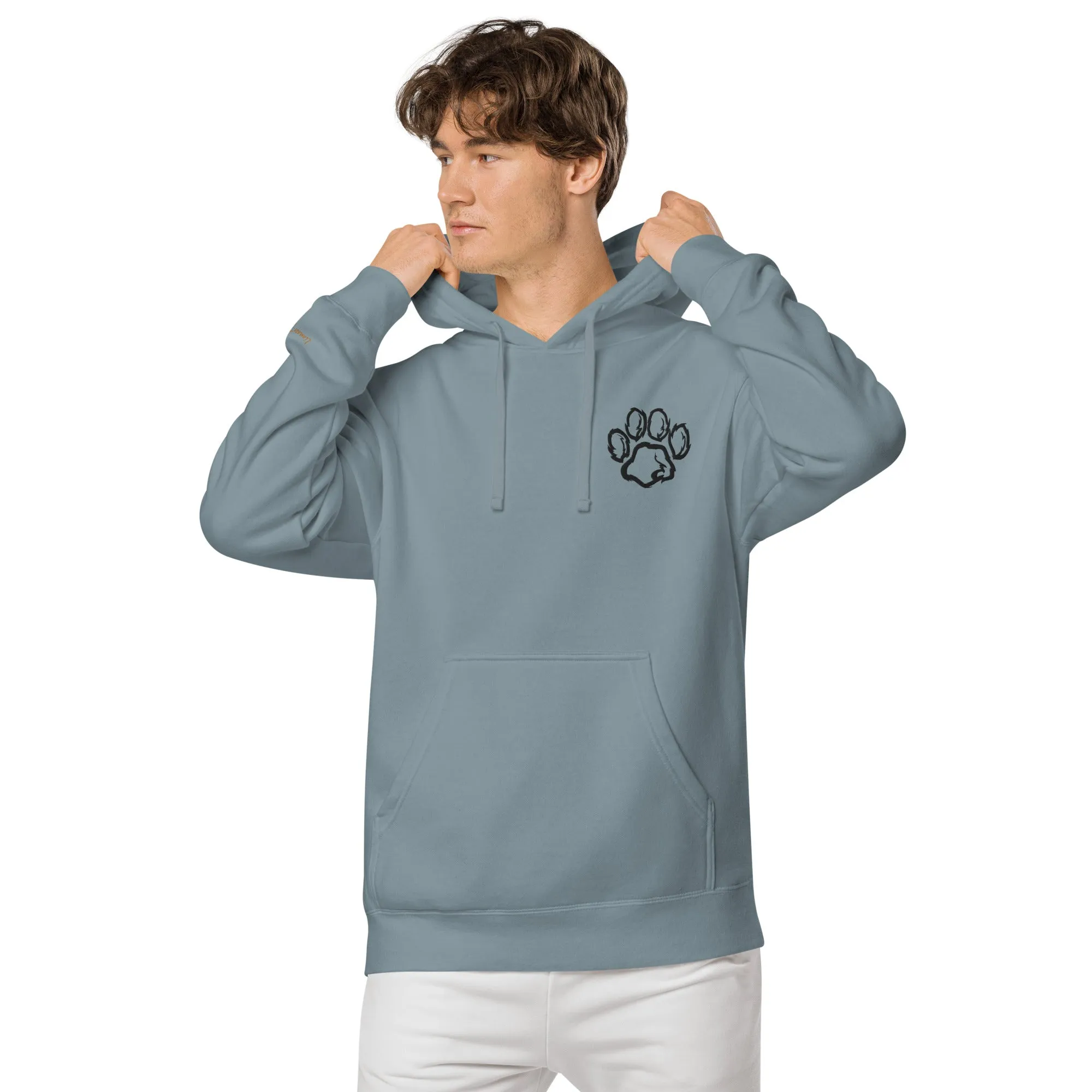 Embroidered Pet Paw Design Unisex Pigment-Dyed Hoodie