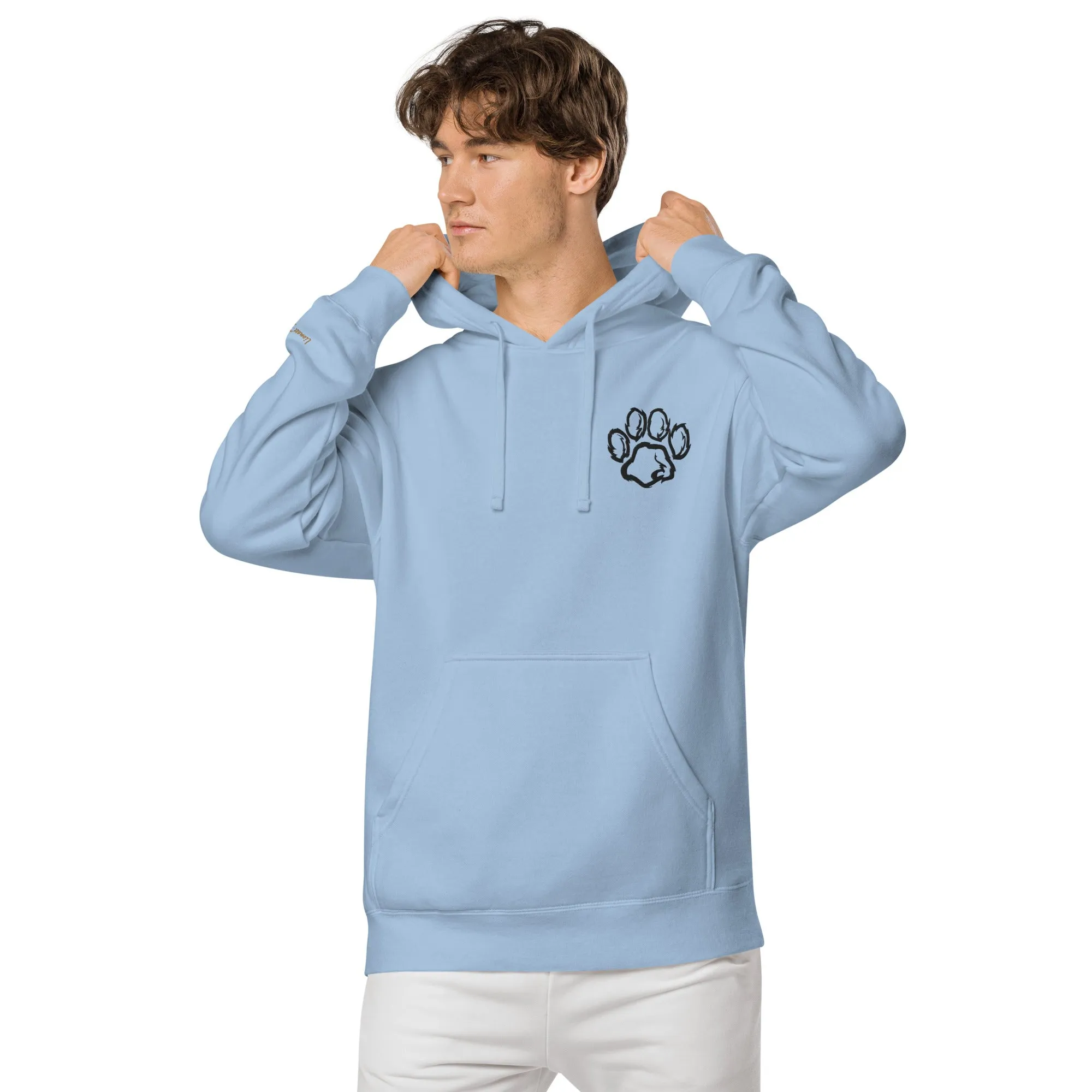 Embroidered Pet Paw Design Unisex Pigment-Dyed Hoodie