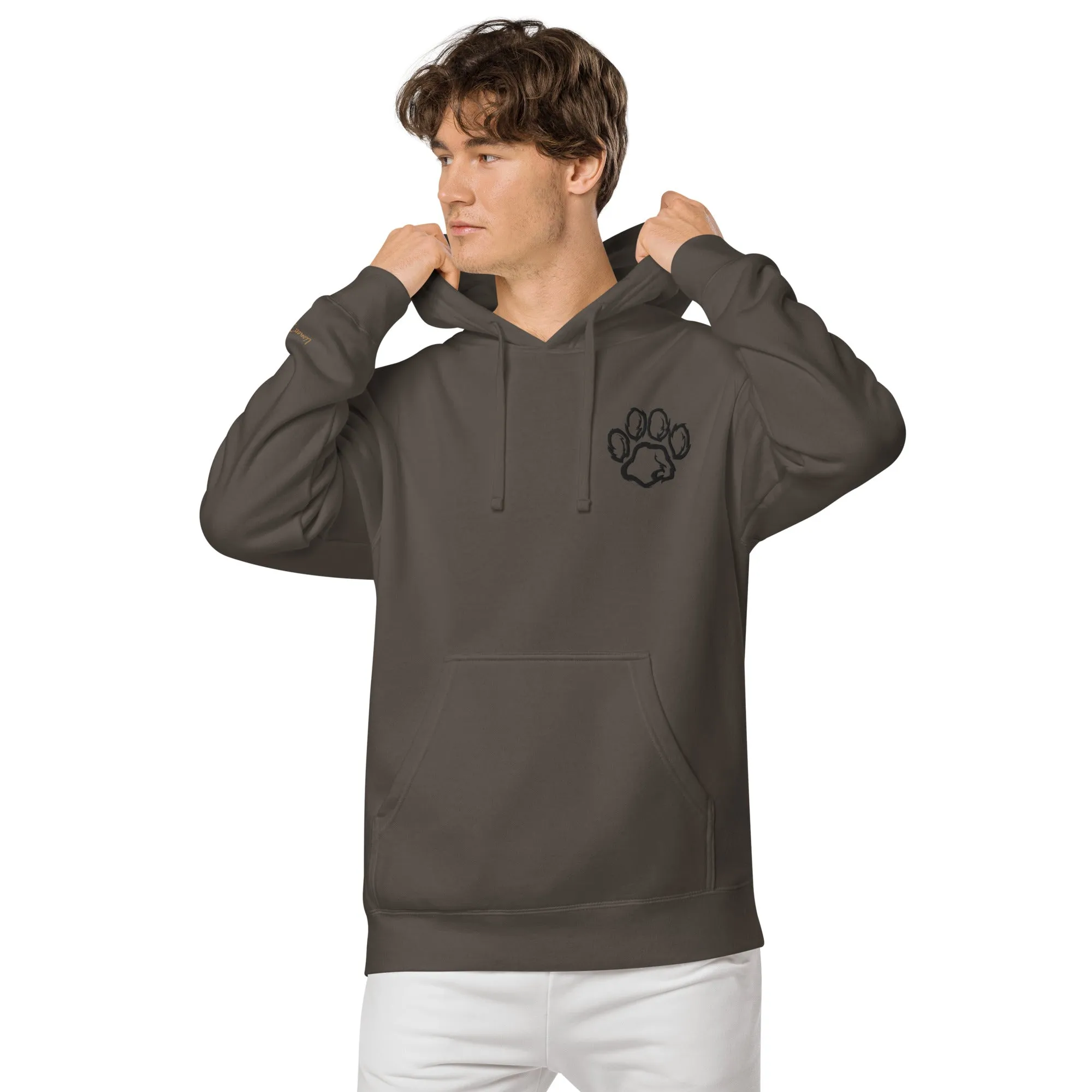 Embroidered Pet Paw Design Unisex Pigment-Dyed Hoodie