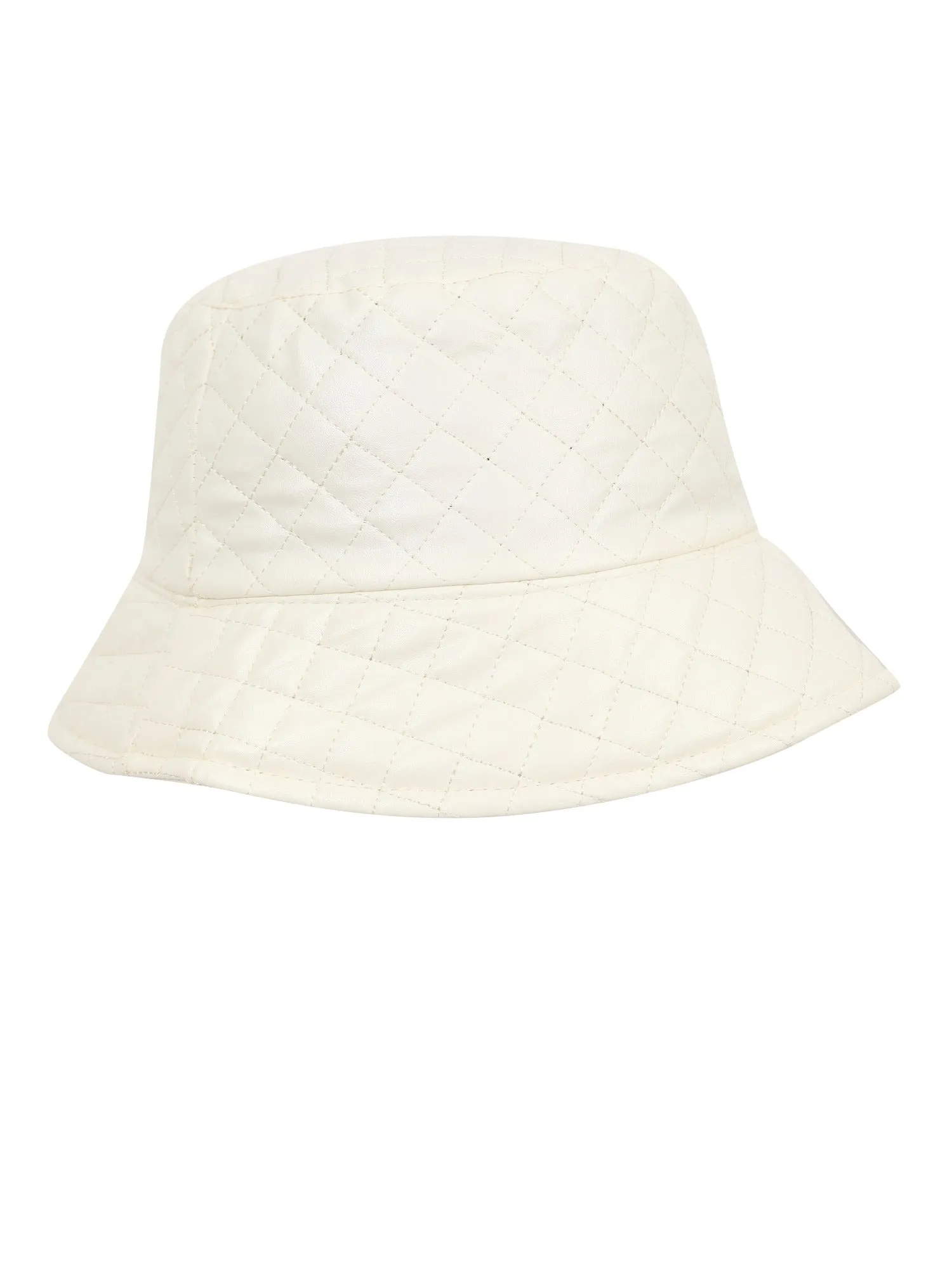 FabSeasons Solid White PU Bucket Hats/Caps for Unisex Casual Fashion, Foldable Fisherman Hat