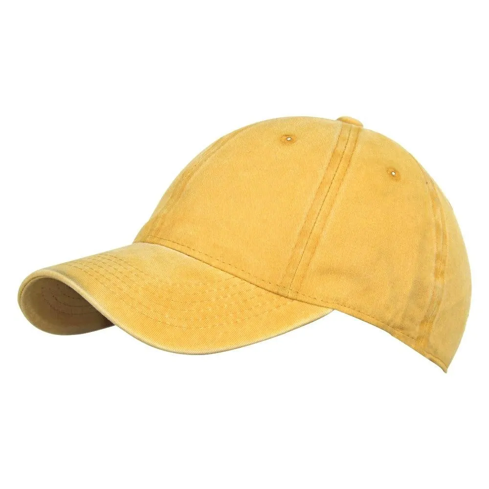 Fabseasons Yellow Washed Cotton Denim Unisex Baseball Summer Cap