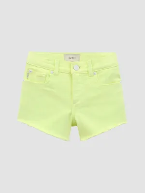 Girls Yellow Lucy Frayed Denim Shorts