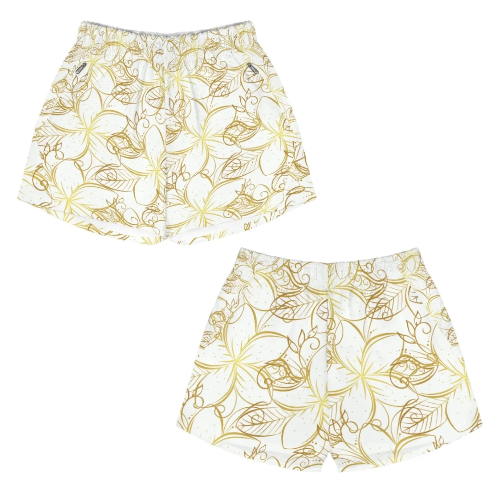 Golden Frangipani White Zip Pocket Shorts up to 5 XL (FWS)