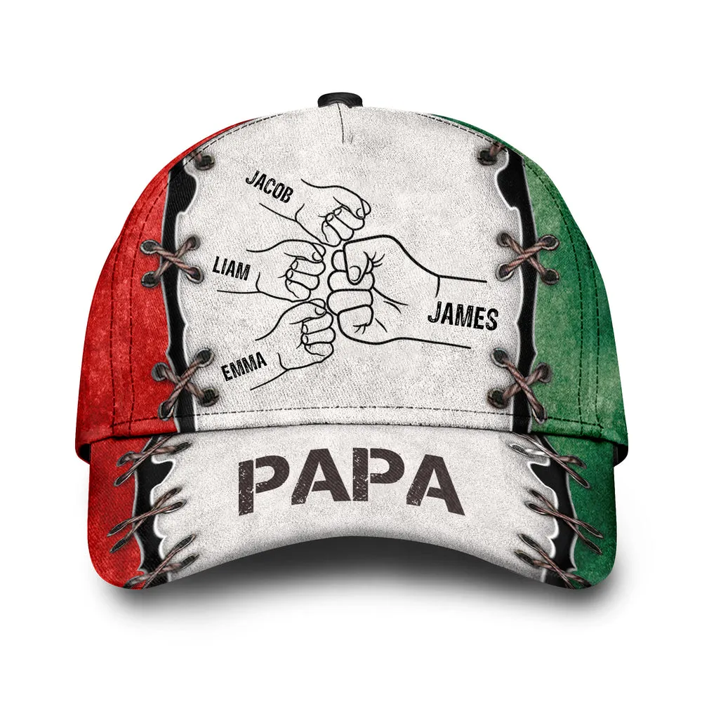 Grandpa Papa Daddy Fist Bump Flag Mexico Canada Fathers Day Family Personalized Cap