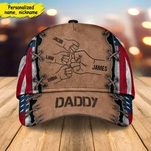 Grandpa Papa Daddy Fist Bump Flag Mexico Canada Fathers Day Family Personalized Cap