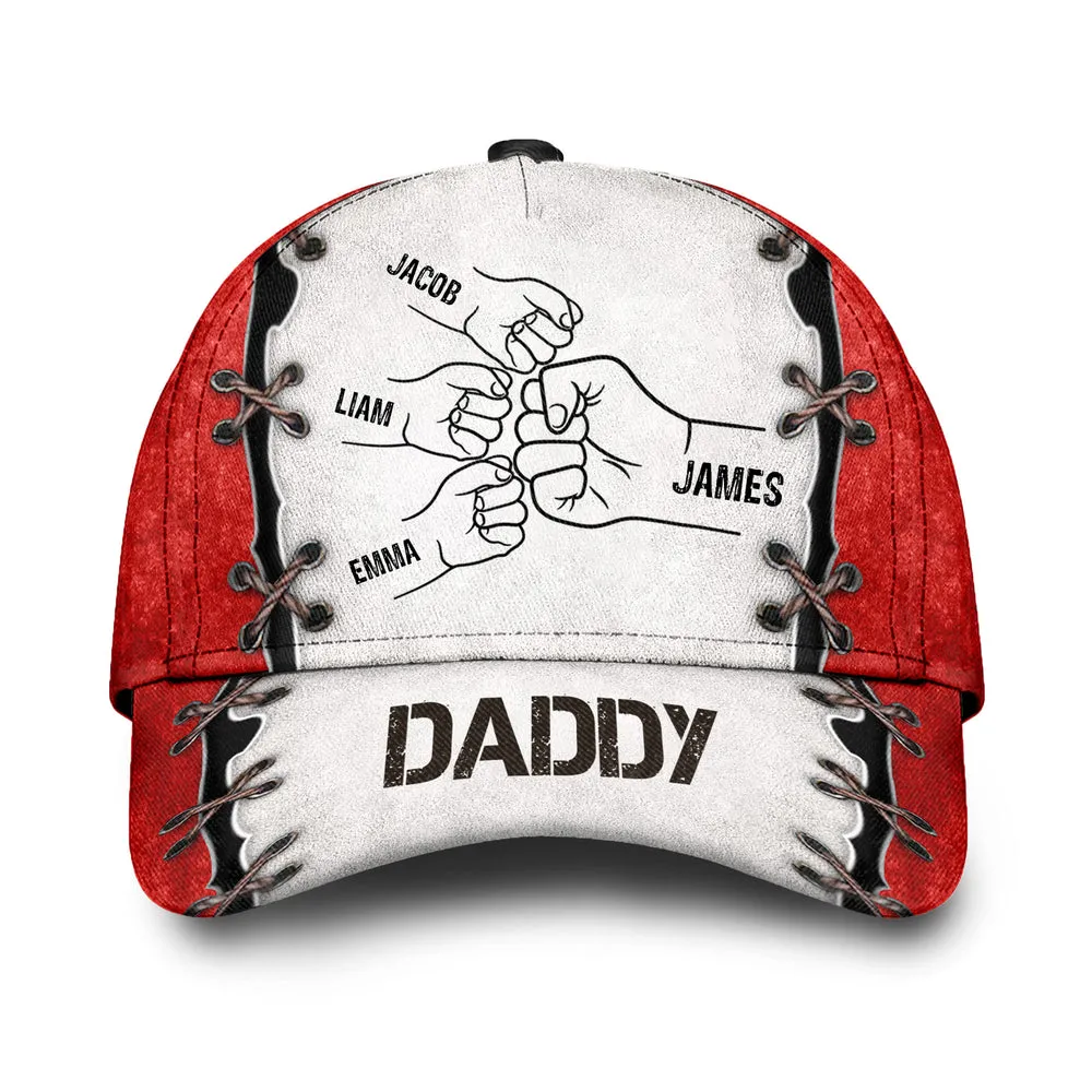 Grandpa Papa Daddy Fist Bump Flag Mexico Canada Fathers Day Family Personalized Cap