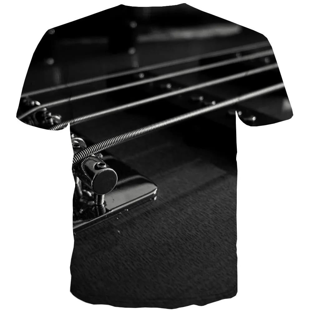Guitar T shirts Men Music T-shirts Graphic Wooden Shirt Print Metal T shirts Funny