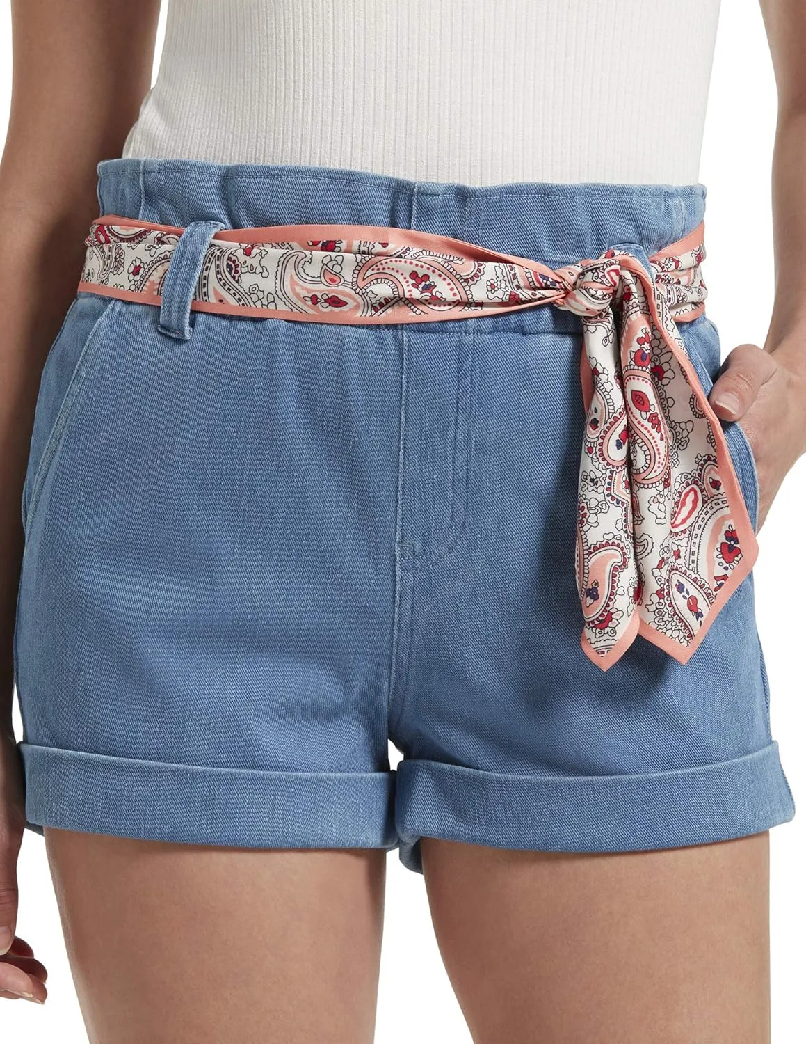 HUE Women's Paperbag Ultra Soft Denim High Waist Shorts