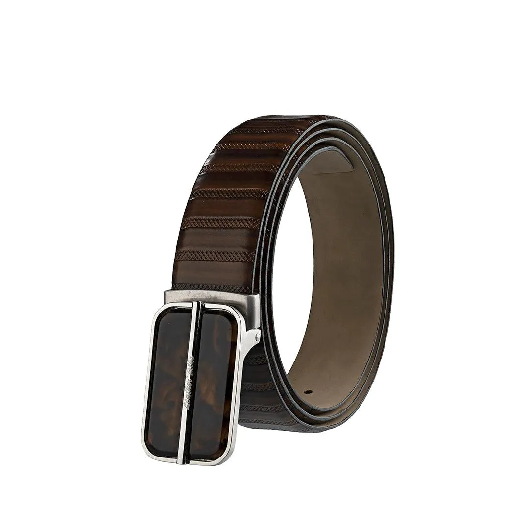 Italian VT Stripe | Original Leather Belt for Men | Color: Brown