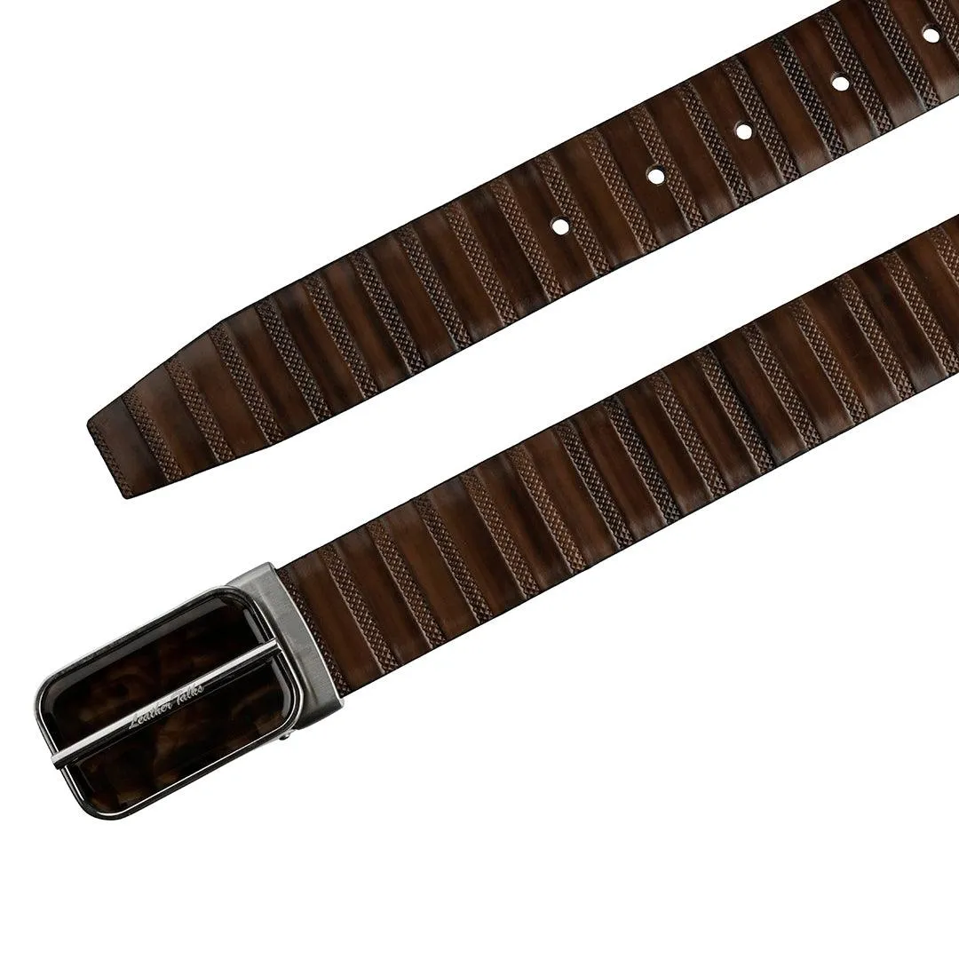 Italian VT Stripe | Original Leather Belt for Men | Color: Brown