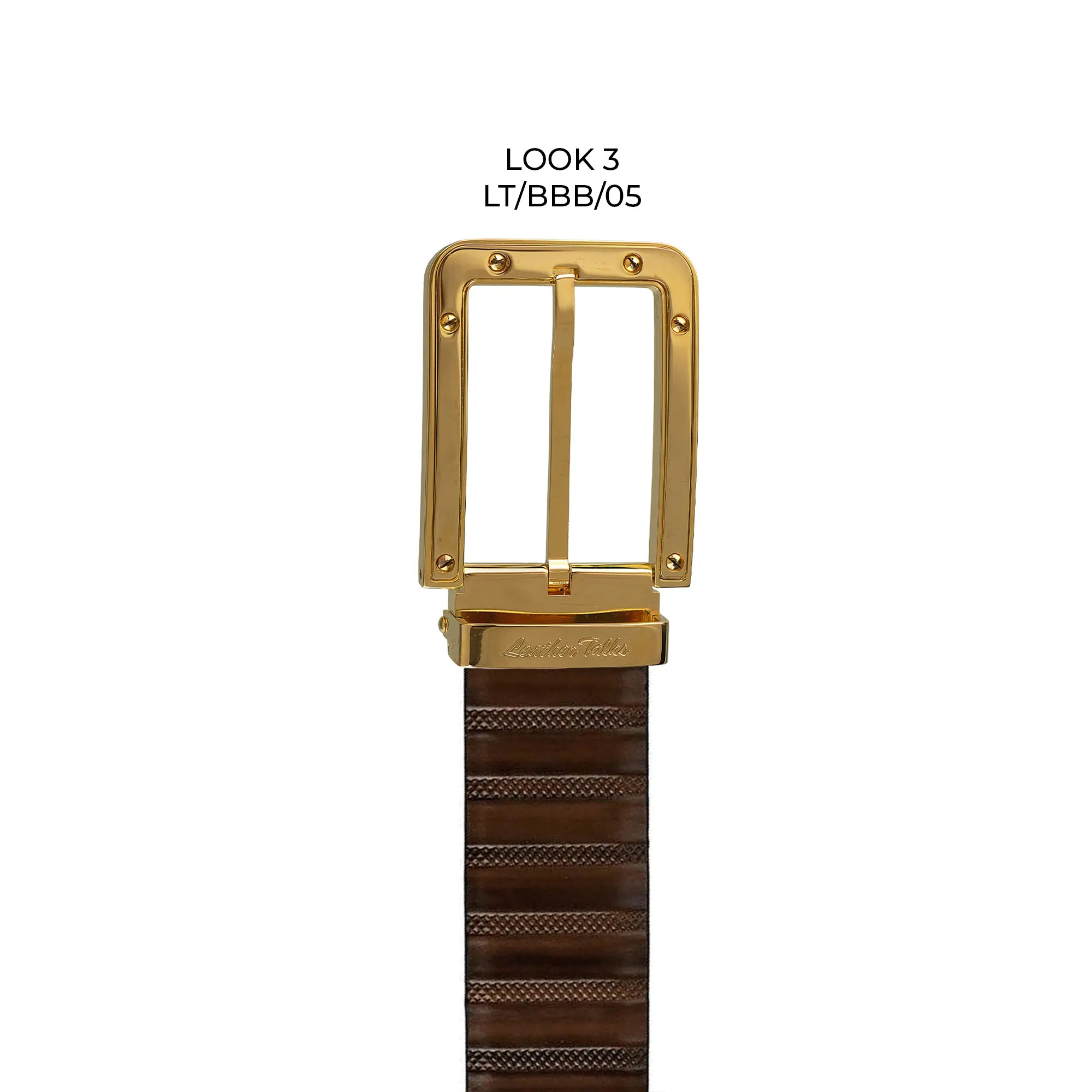 Italian VT Stripe | Original Leather Belt for Men | Color: Brown