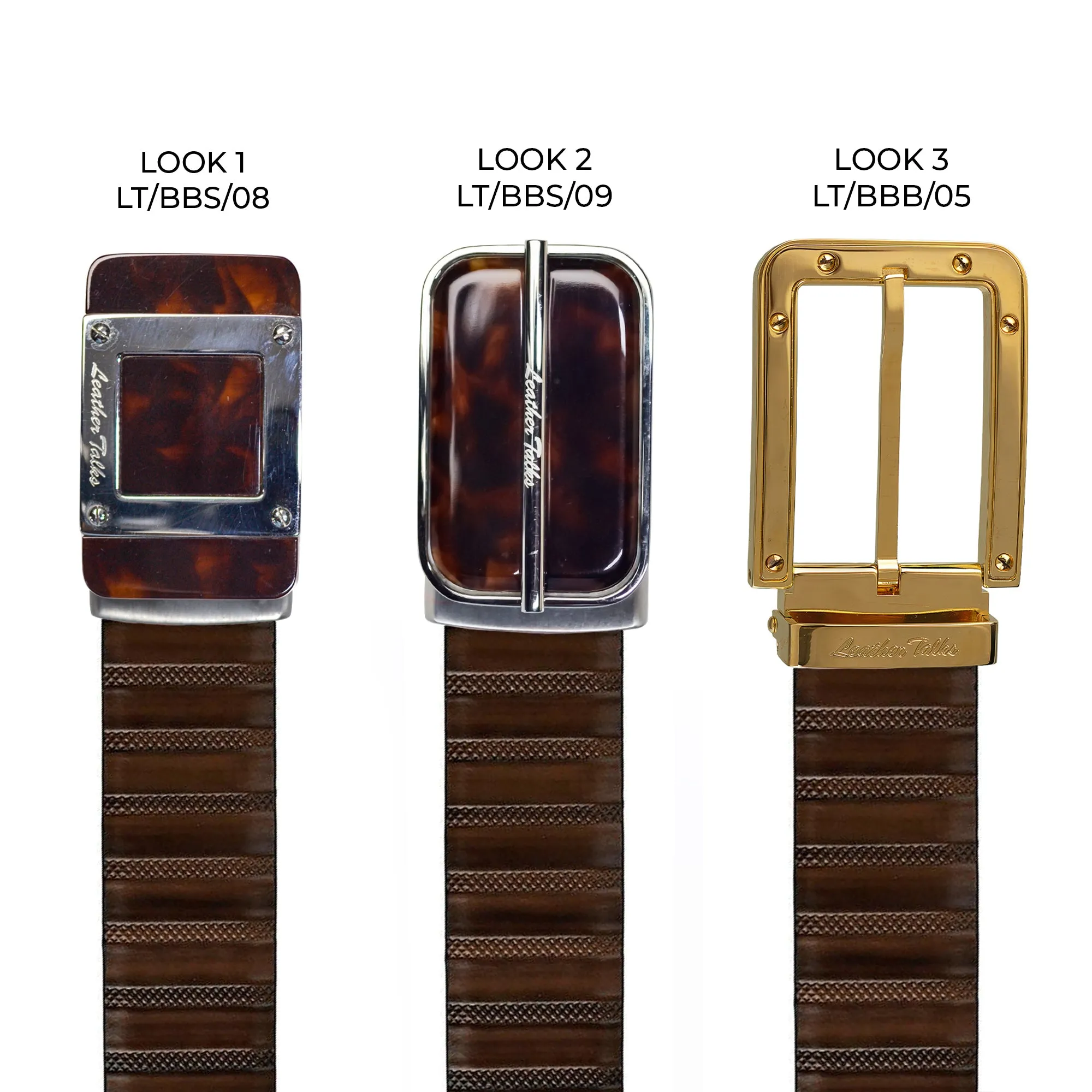 Italian VT Stripe | Original Leather Belt for Men | Color: Brown