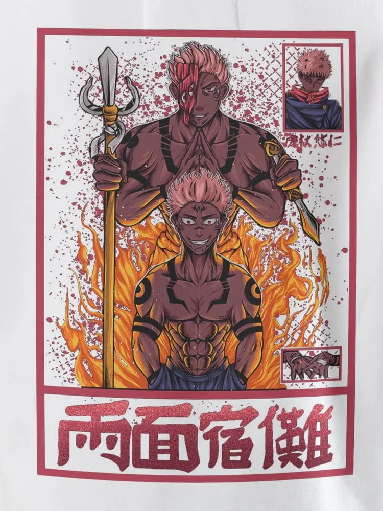 Jujutsu Kaisen Sukuna Fire Anime Hoodie - Embrace the Power of the King of Curses