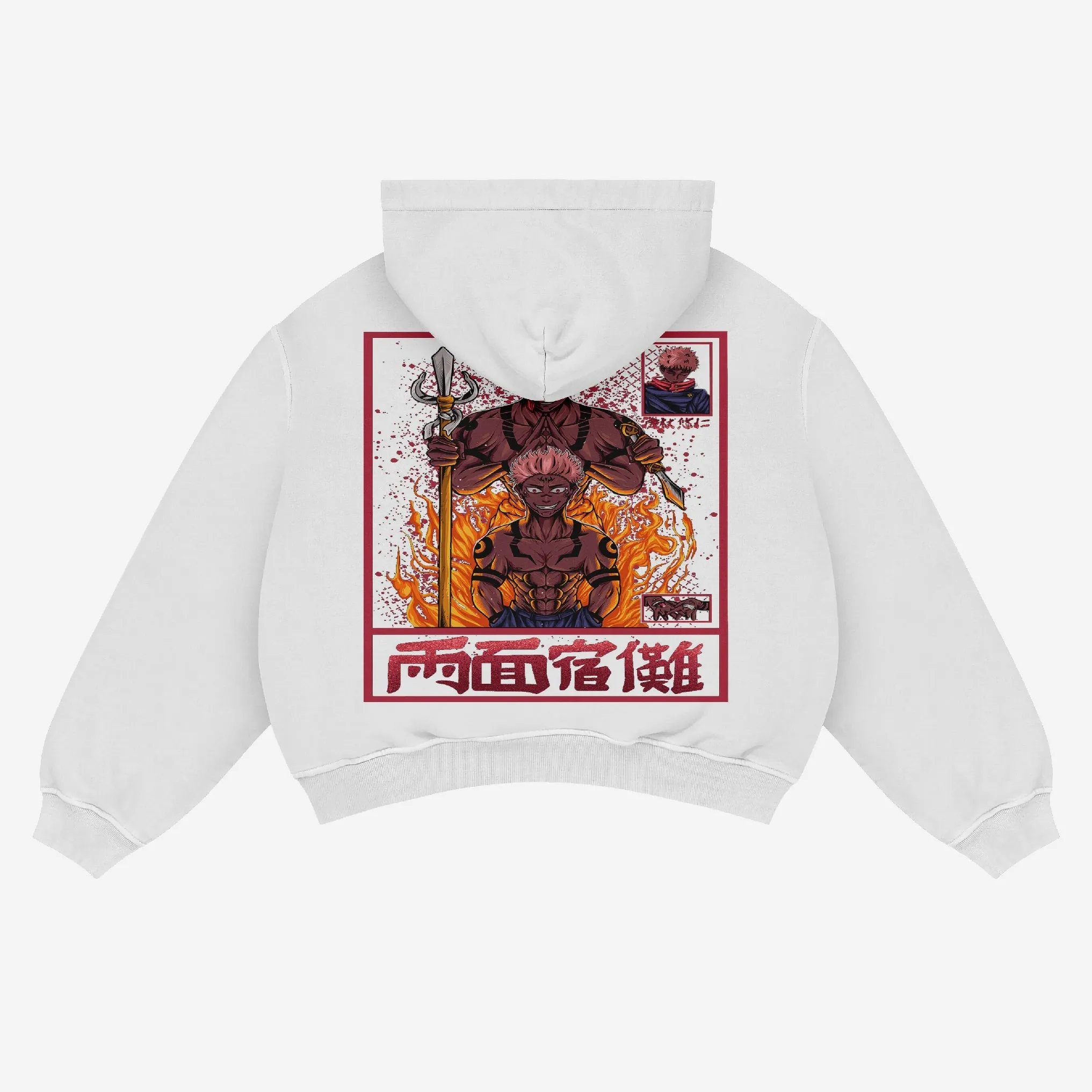 Jujutsu Kaisen Sukuna Fire Anime Hoodie - Embrace the Power of the King of Curses