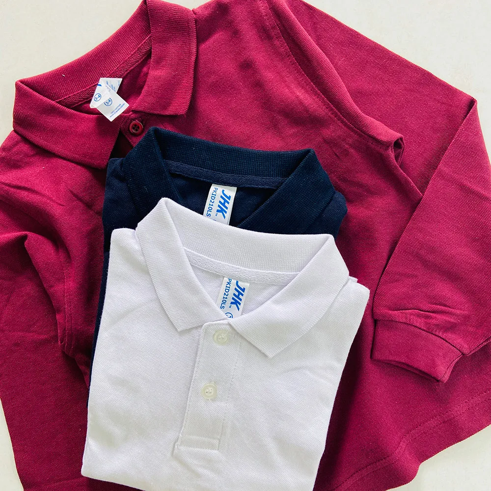 Kids Unisex Full Sleeve Pique Polo T-Shirt