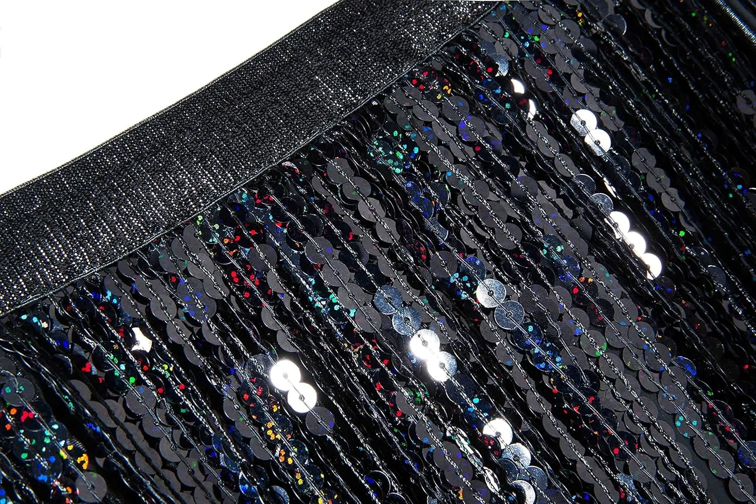 Lelike Sequin Skirt with Sparkly Fringe