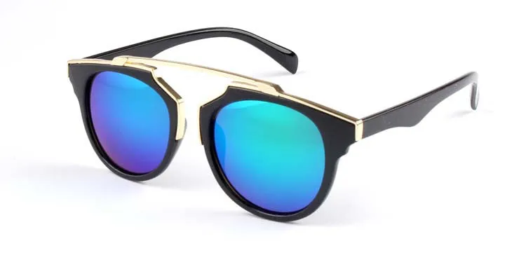 New Fashion Plastic Wrap Metal Cat Eye Glasses Vintage Sunglasses Women Men Brand Designer Coating sunglass