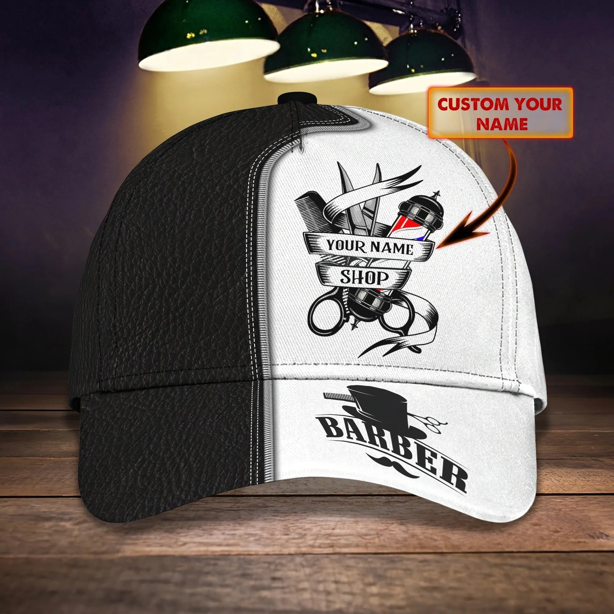 Personalized Barber Cap With Name, Christmas Gift For Barber Man, Barber Cap Hat Full Print