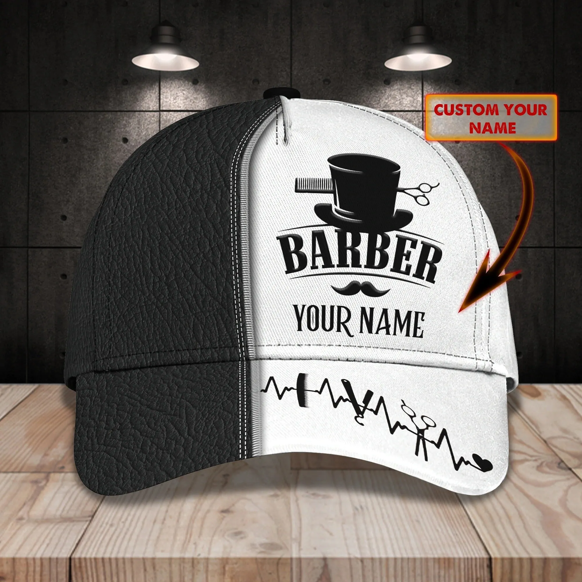 Personalized Barber Cap With Name, Christmas Gift For Barber Man, Barber Cap Hat Full Print