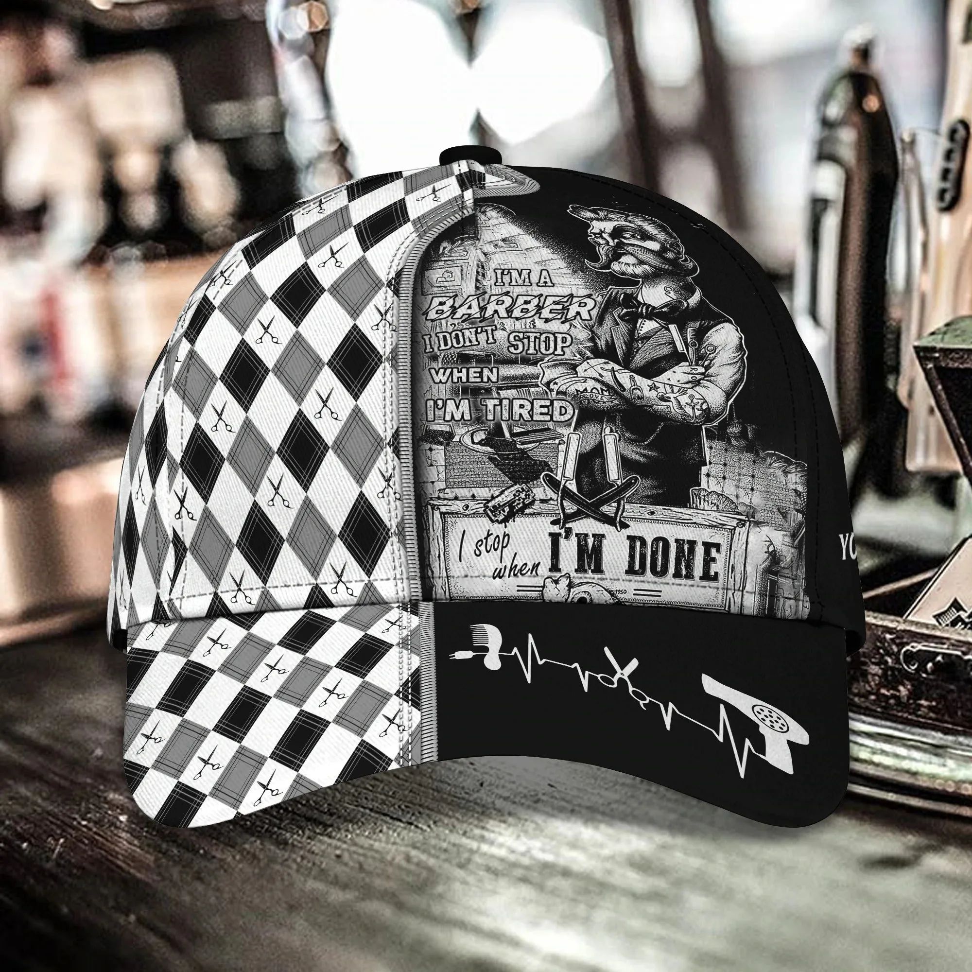 Personalized Barber Cap With Name, Christmas Gift For Barber Man, Barber Cap Hat Full Print