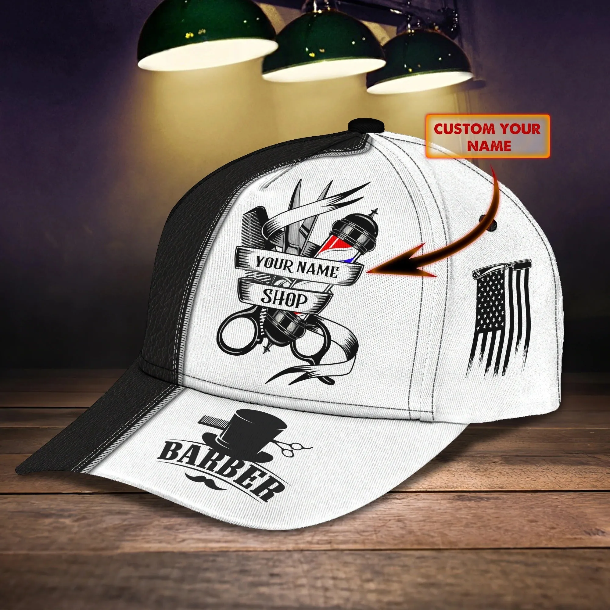 Personalized Barber Cap With Name, Christmas Gift For Barber Man, Barber Cap Hat Full Print