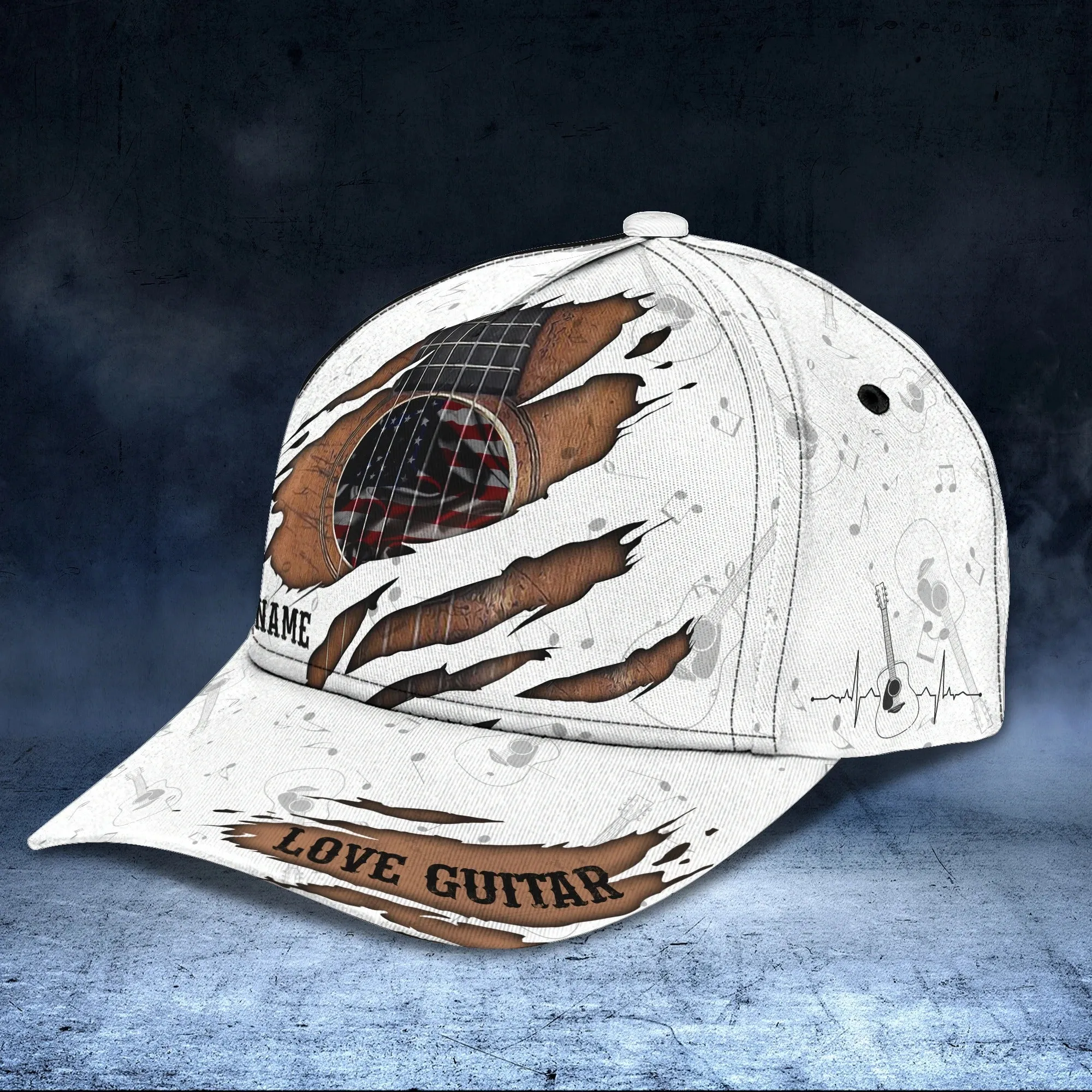 Personalized Classic 3D Guitar Cap, Love Guitar, Baseball Cap For Guitar Man, Gift For Guitar Lover