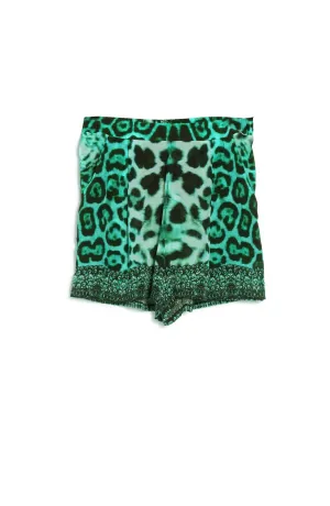 Printed Dark Green Shorts Womens