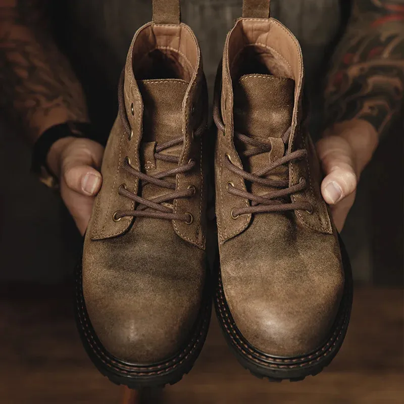 Retro Style Men's Winter High Top Leather Boots