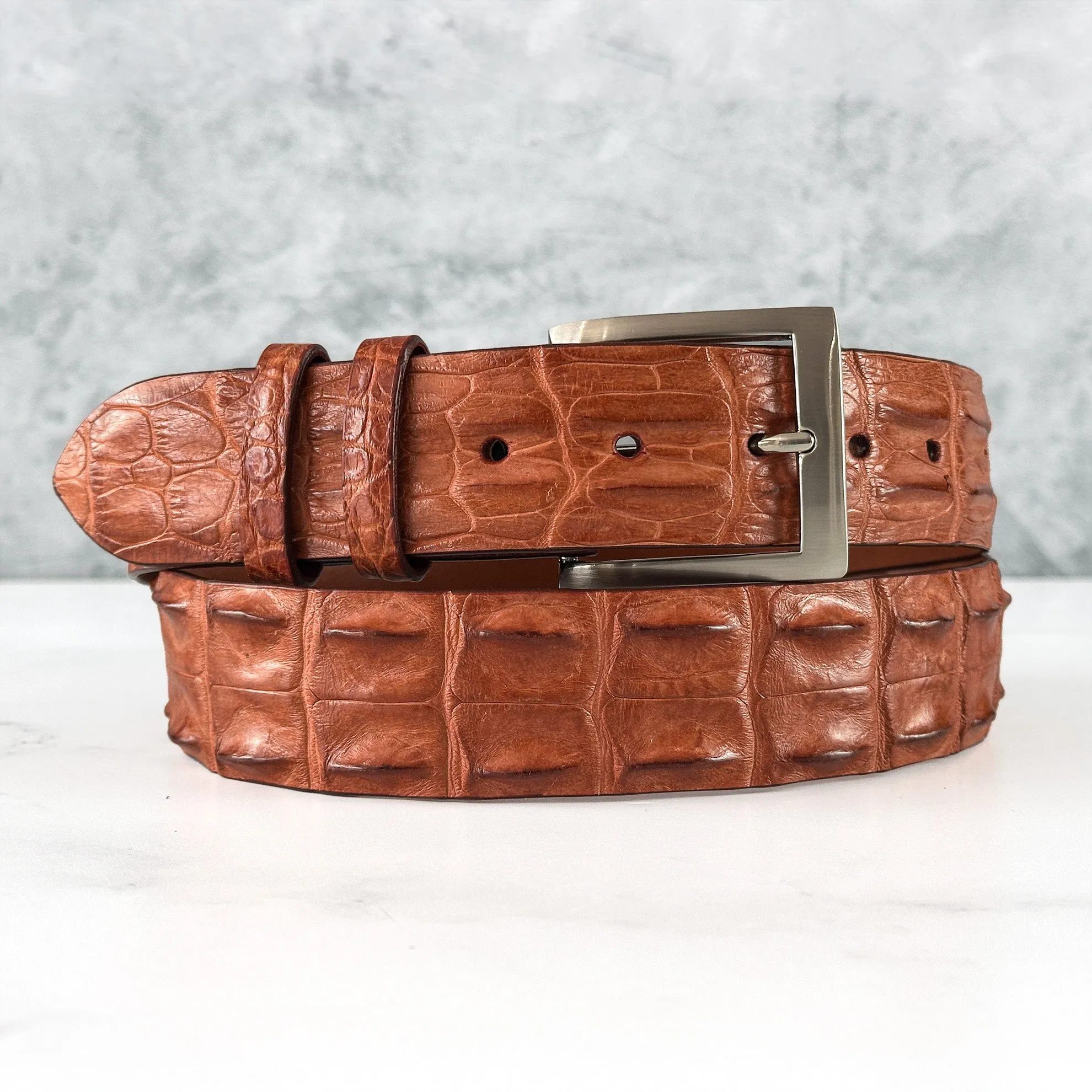 Saltwater Crocodile Belt: Cognac
