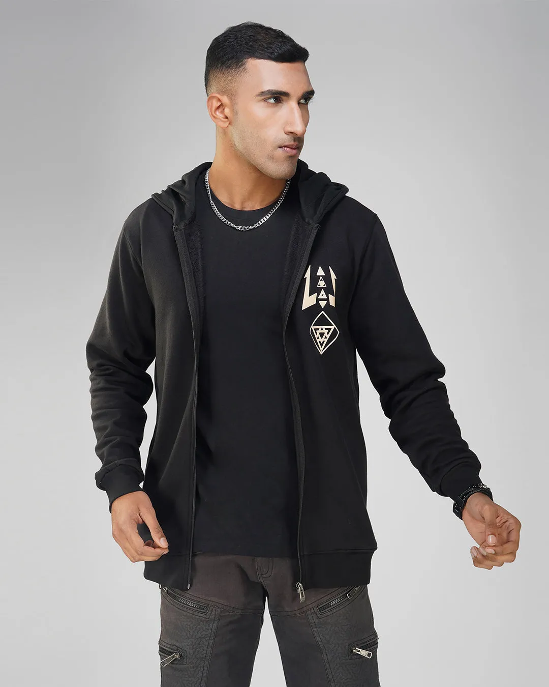 Shiva Chronicle zip up Cotton Hoodie UV Plus Reactive
