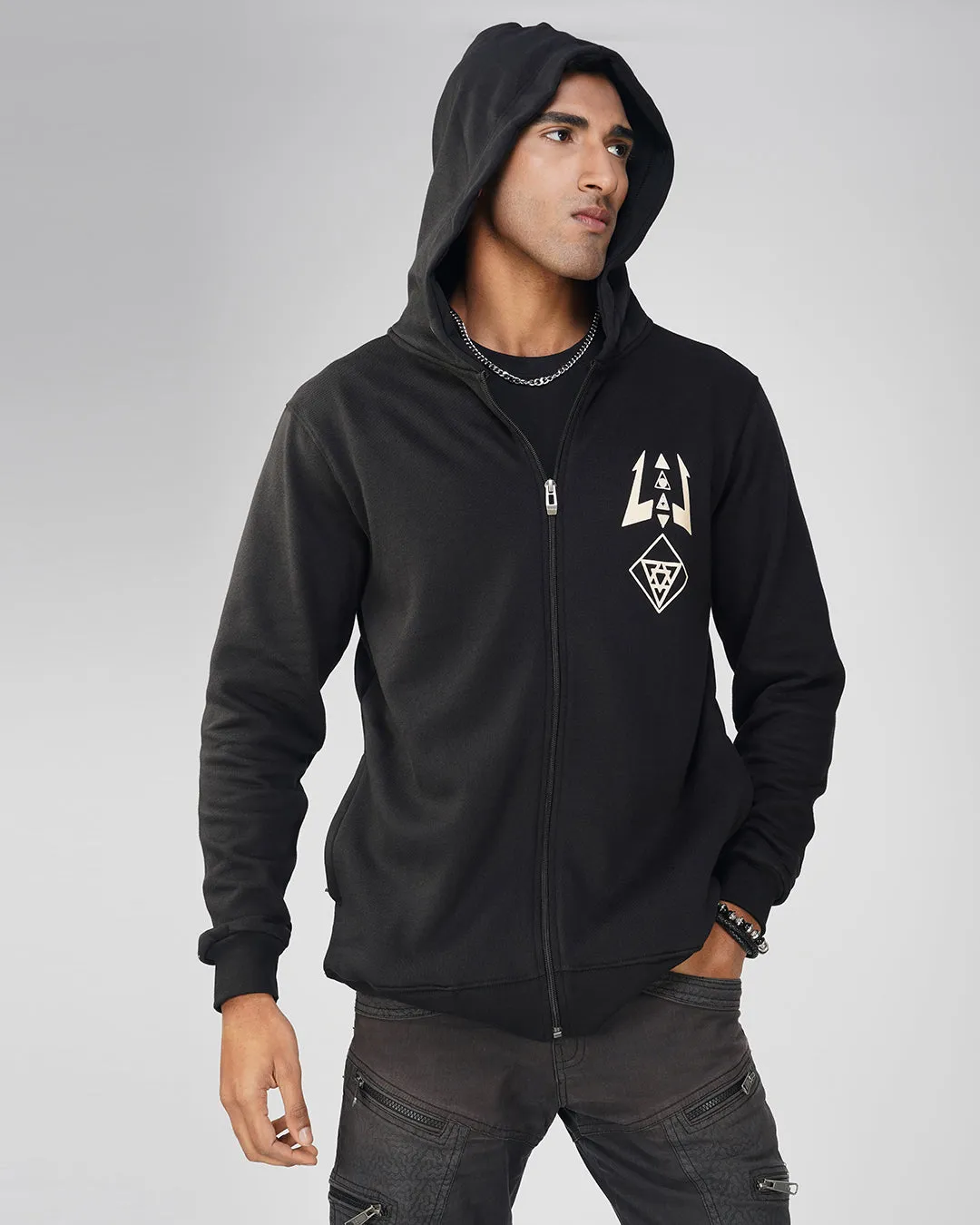 Shiva Chronicle zip up Cotton Hoodie UV Plus Reactive