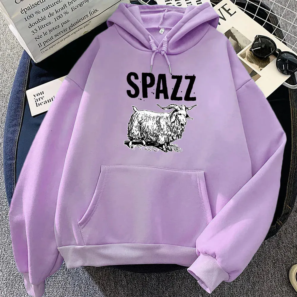 SPAZZ Hip Hop Rock Band Hoodie | Unisex Graphic Fleece Sweatshirt | Kawaii Casual Pullover for Women | Vintage Cartoon Print