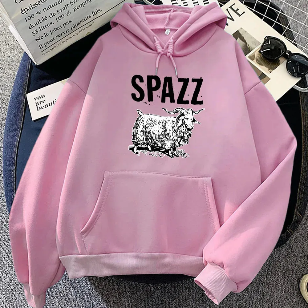 SPAZZ Hip Hop Rock Band Hoodie | Unisex Graphic Fleece Sweatshirt | Kawaii Casual Pullover for Women | Vintage Cartoon Print