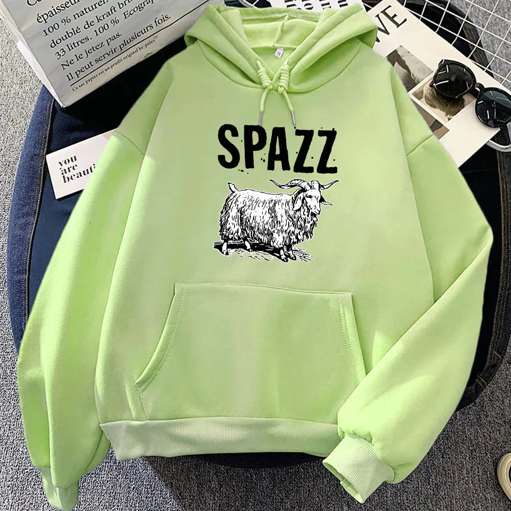 SPAZZ Hip Hop Rock Band Hoodie | Unisex Graphic Fleece Sweatshirt | Kawaii Casual Pullover for Women | Vintage Cartoon Print