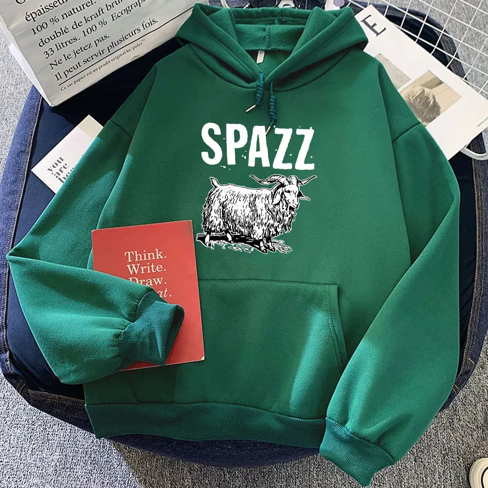SPAZZ Hip Hop Rock Band Hoodie | Unisex Graphic Fleece Sweatshirt | Kawaii Casual Pullover for Women | Vintage Cartoon Print