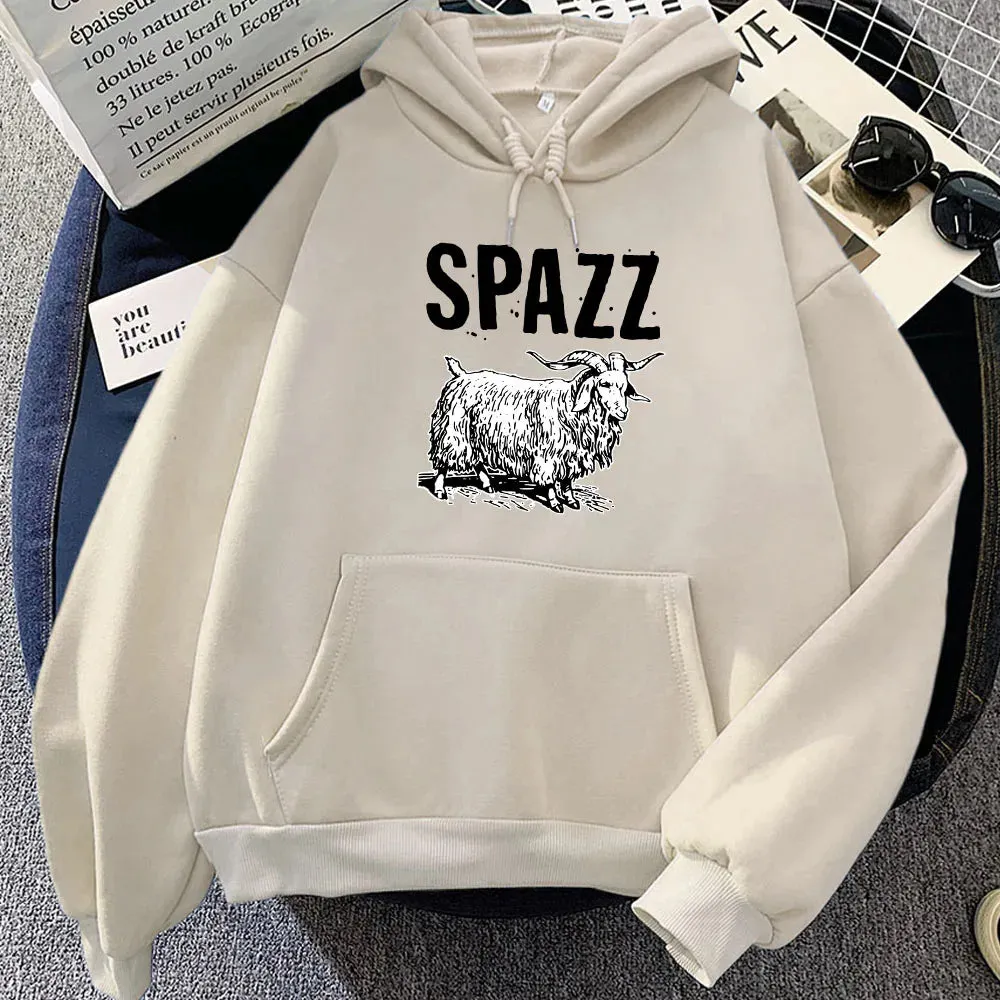 SPAZZ Hip Hop Rock Band Hoodie | Unisex Graphic Fleece Sweatshirt | Kawaii Casual Pullover for Women | Vintage Cartoon Print
