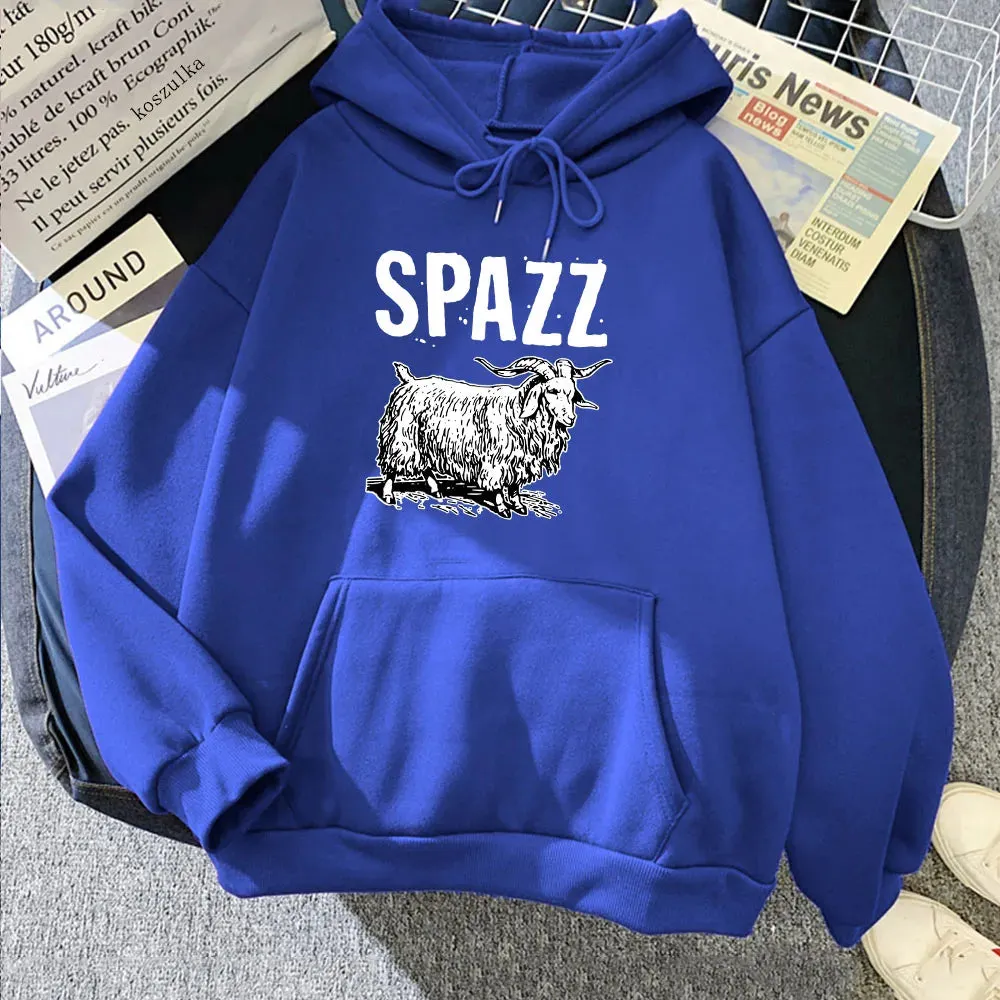SPAZZ Hip Hop Rock Band Hoodie | Unisex Graphic Fleece Sweatshirt | Kawaii Casual Pullover for Women | Vintage Cartoon Print